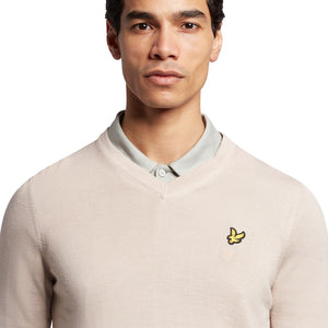 Lyle & Scott Golf Merino Blend V Neck Knit - Pink Taupe