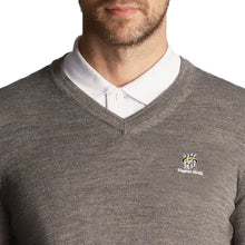 Load image into Gallery viewer, Lyle &amp; Scott Kingston Heath Embroidered Merino Blend V Neck Knit - Mid Grey Marl

