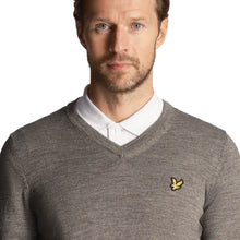 Load image into Gallery viewer, Lyle &amp; Scott Golf Merino Blend V Neck Knit - Mid Grey Marl
