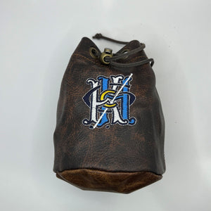 Links and Kings Leather Drawstring Pouch - KHGC Logo