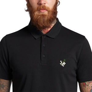 Lyle & Scott Heath Flower Embroidered Golf Tech Polo Shirt - Jet Black